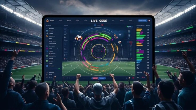 Painel representando algumas métricas de audiência digital de streaming esportivo com gráficos de engajamento multiplataforma.